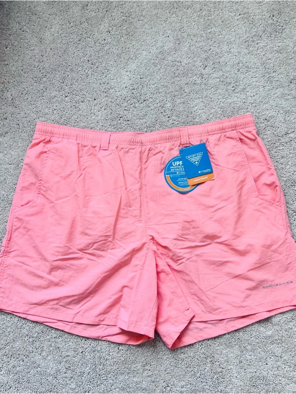Columbia Men’s Coral Pink Omni shade 50 UPF Athletic fishing Shorts XXL
